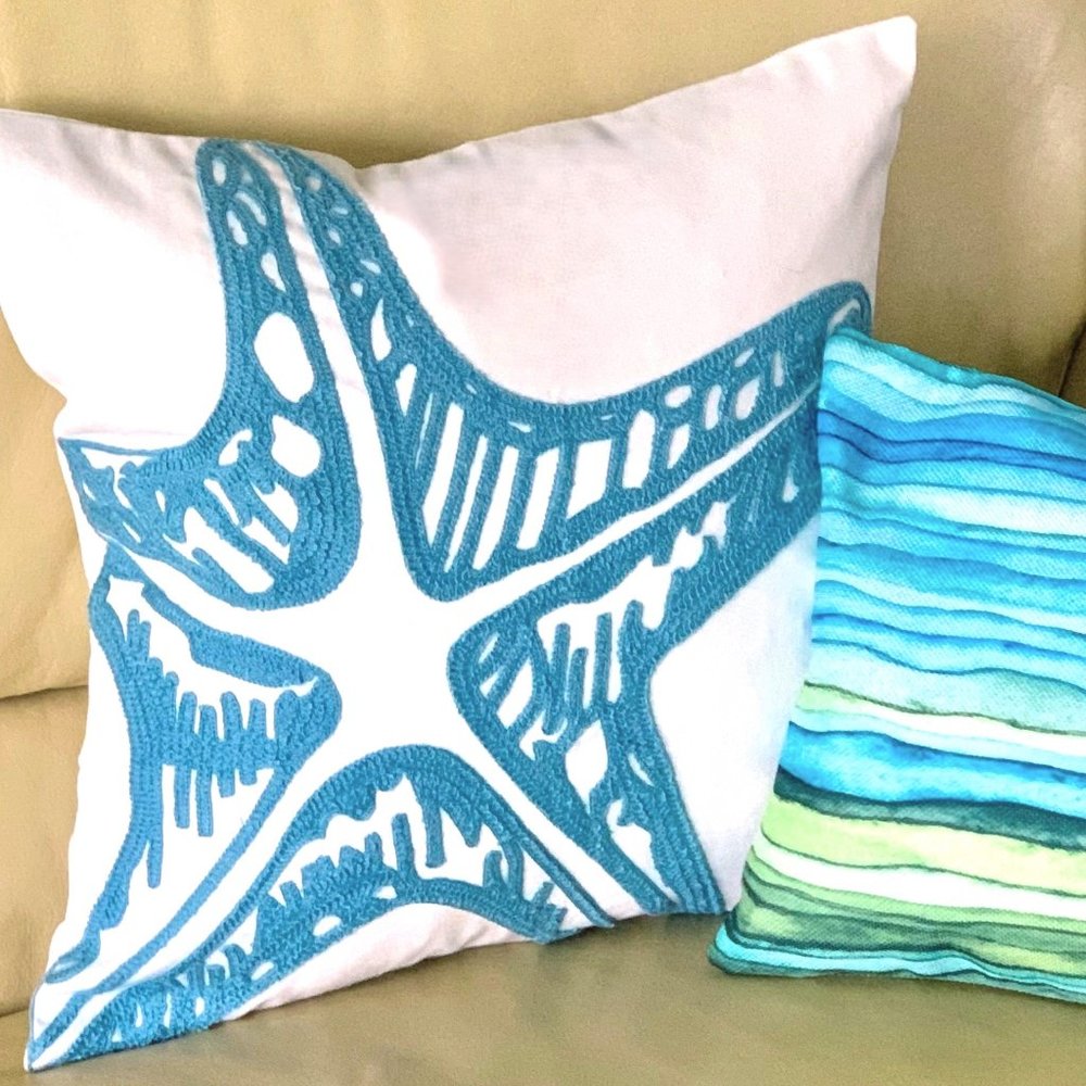 Blue Starfish Accent Pillow